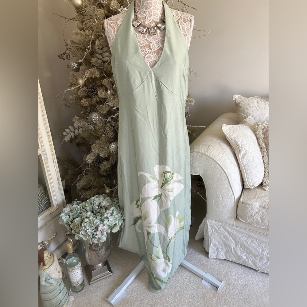 New! Sage Green Floral Slip Dress